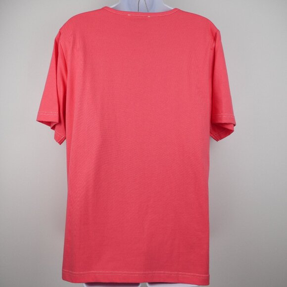 Quacker Factory Shorts Shirt SET Womens Medium Coral Embroidered 100% Cotton - Picture 11 of 16